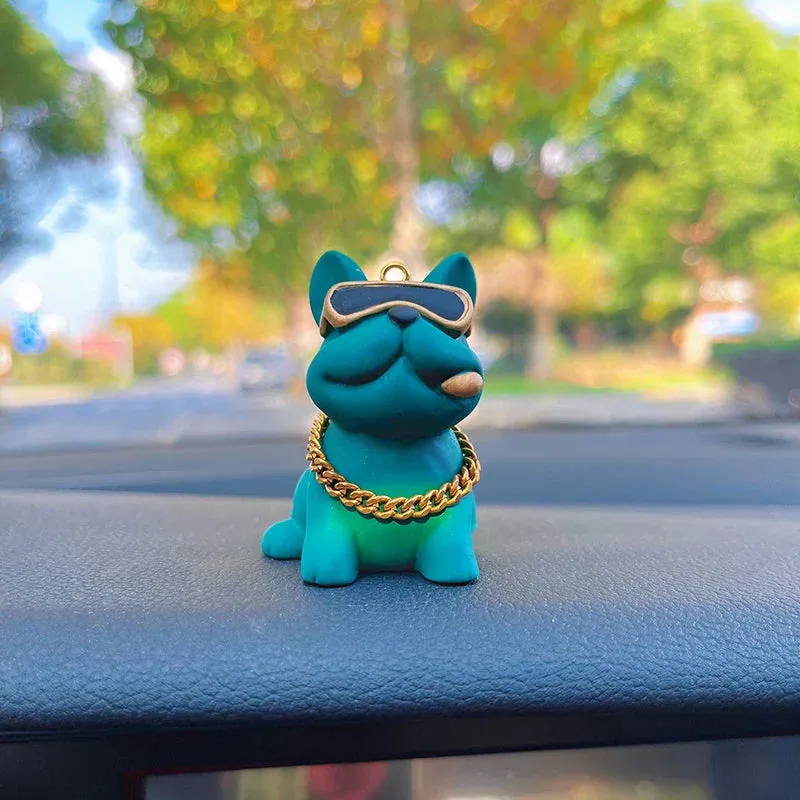 Mini Fancy Bulldog Car Console Decor