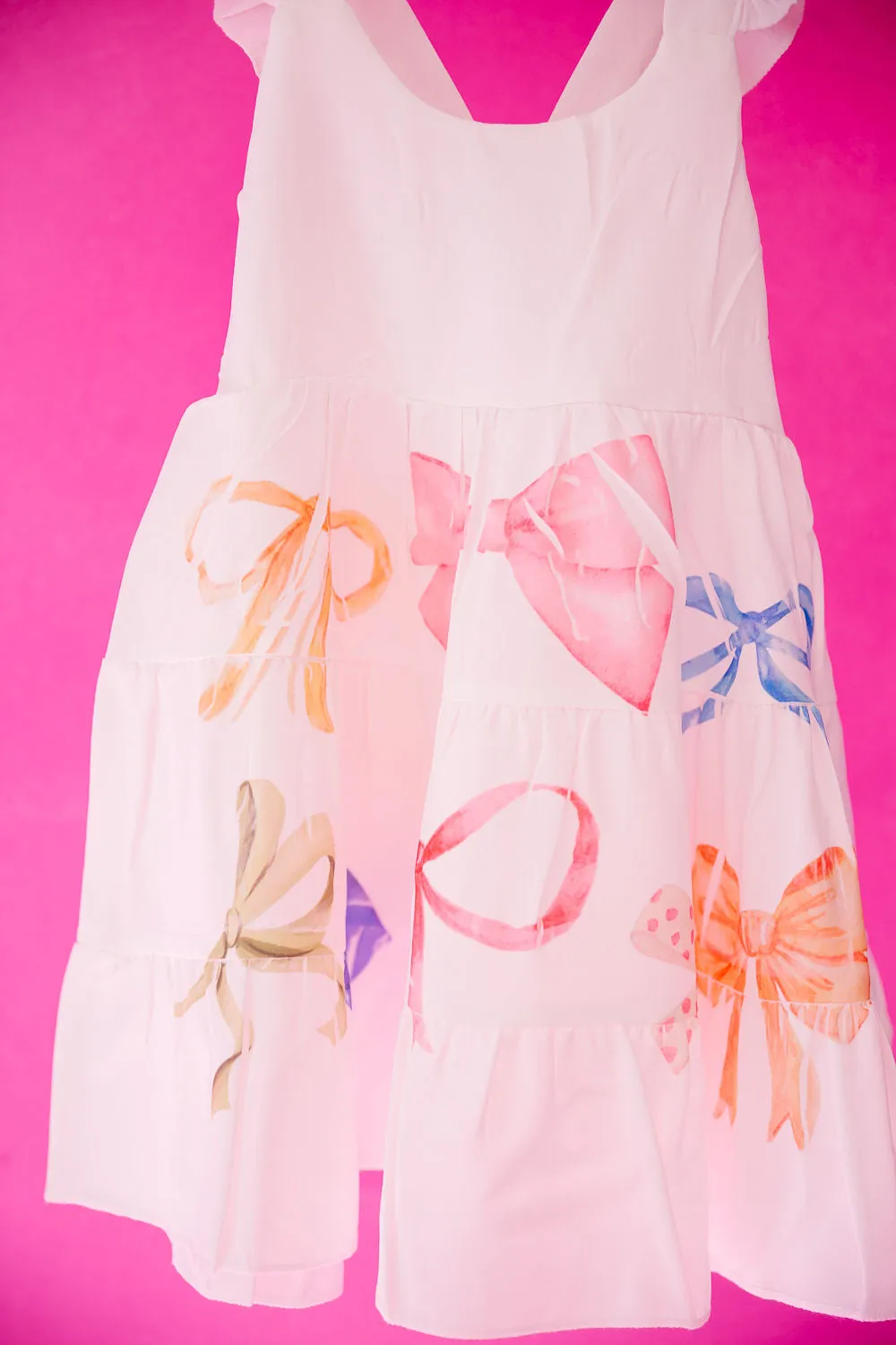 MINI KIDS PASTEL BOWS WHITE DRESS