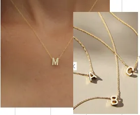 Mini Letter Necklace, Gold