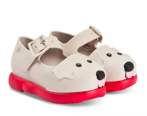 Mini Melissa Girls Red & Beige Puppy Shoes