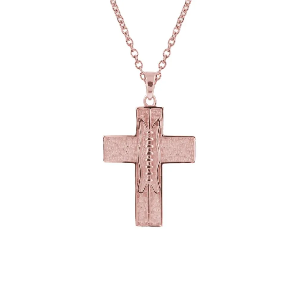 Mini Pigskin Football Cross Necklace | Gold