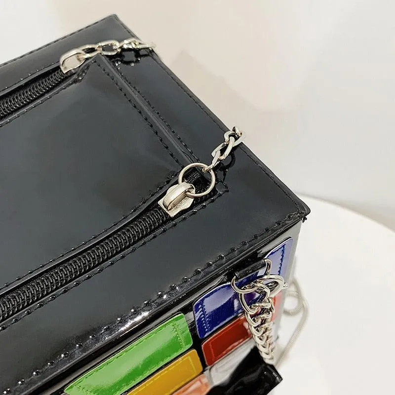 Mini Rubik's Cube Design Handbag with Chain