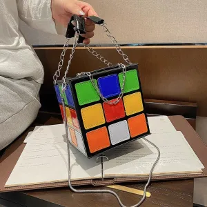 Mini Rubik's Cube Design Handbag with Chain