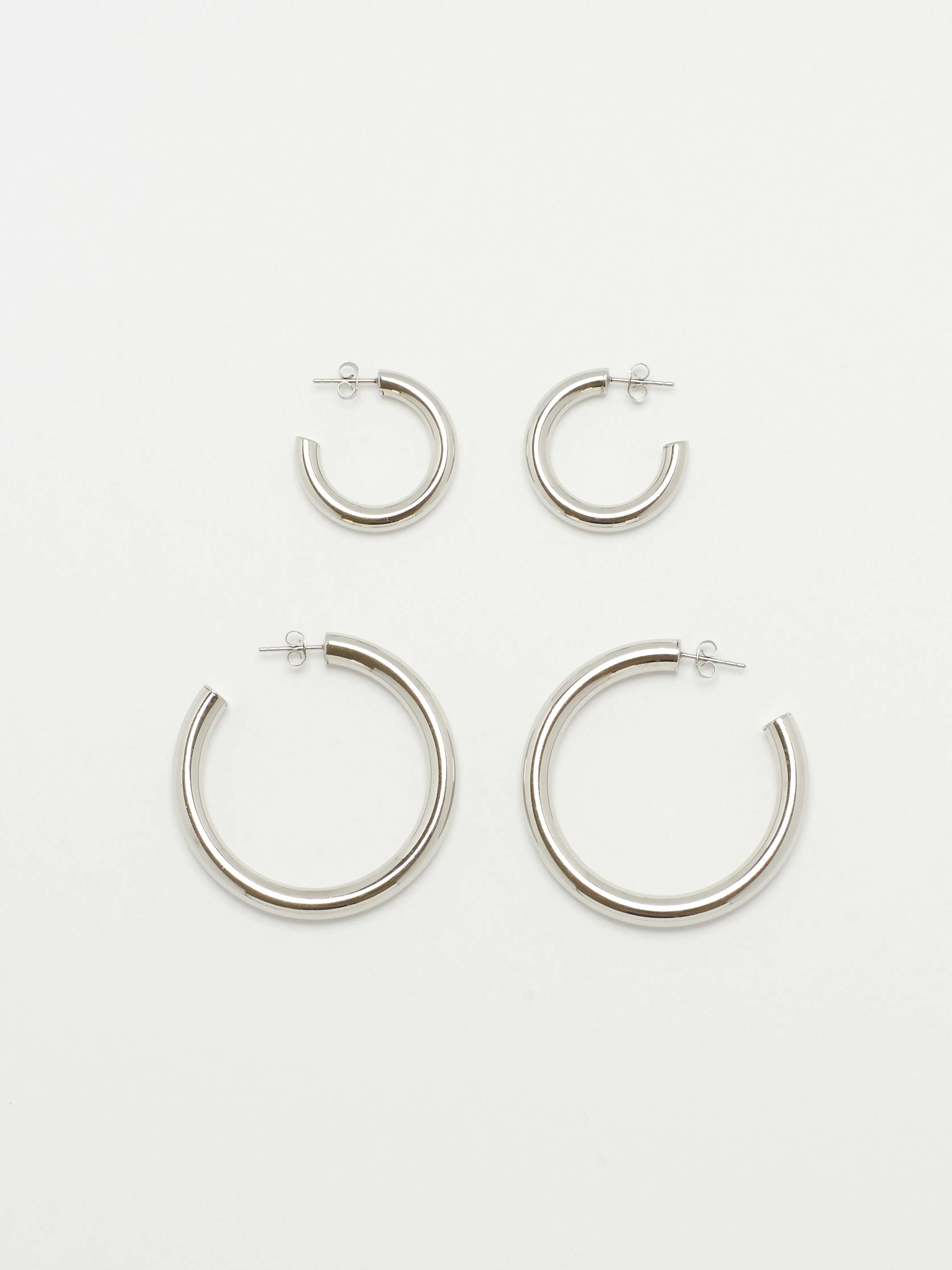 Mini Silver Hollow Hoops