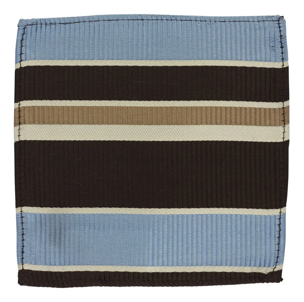 Mini Sky Blue and Brown Ribbed Pocket Square