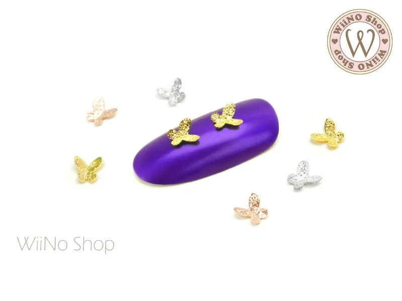 Mini Textured Butterfly Nail Metal Charm - 2 pcs