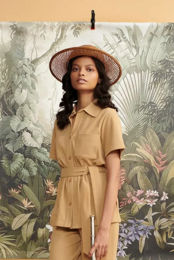 Mini Waffle Brown Safari Suit