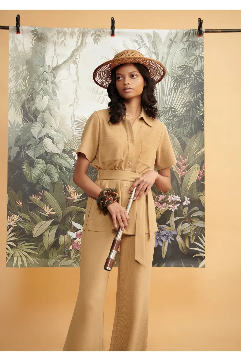 Mini Waffle Brown Safari Suit