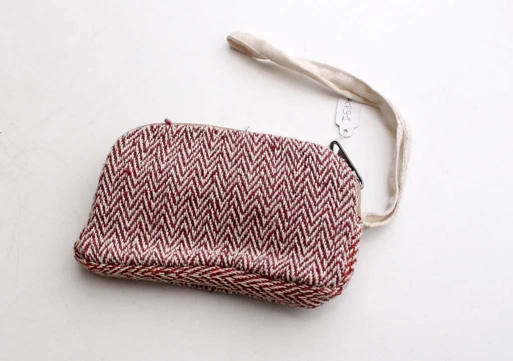 Mini Zigzac Pattern Hemp Money/Cosmetics Zipper Purse