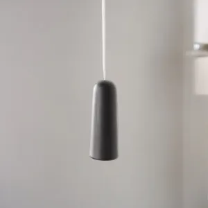 Minimalist Black Stoneware Light Pull & Cord