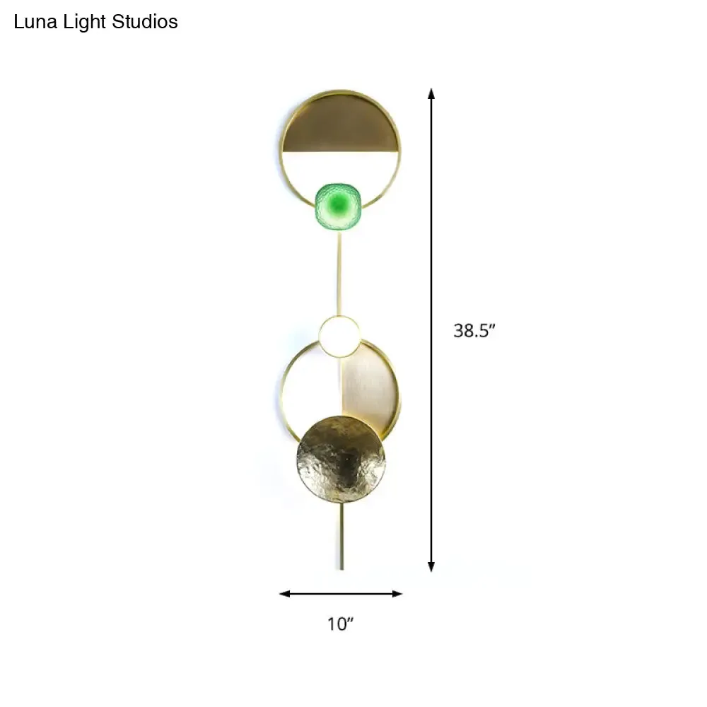 Minimalist Brass Orbit Wall Sconce - 10"/12.5"/17" Wide Light Fixture with White Light