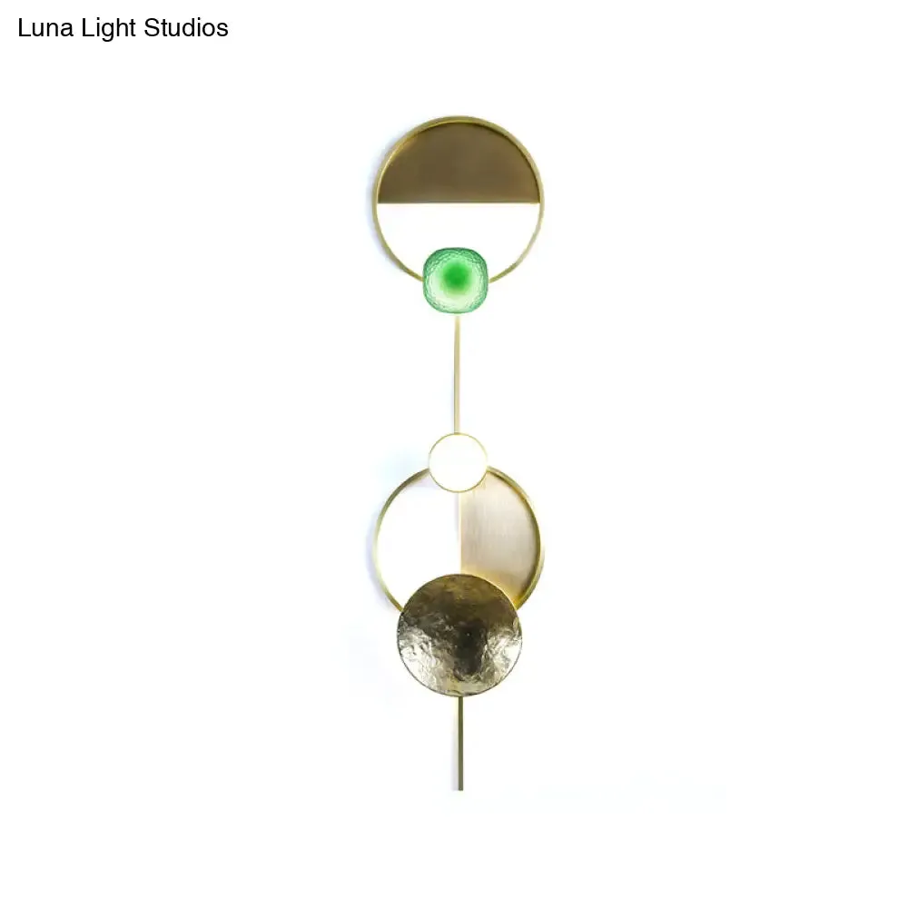 Minimalist Brass Orbit Wall Sconce - 10"/12.5"/17" Wide Light Fixture with White Light