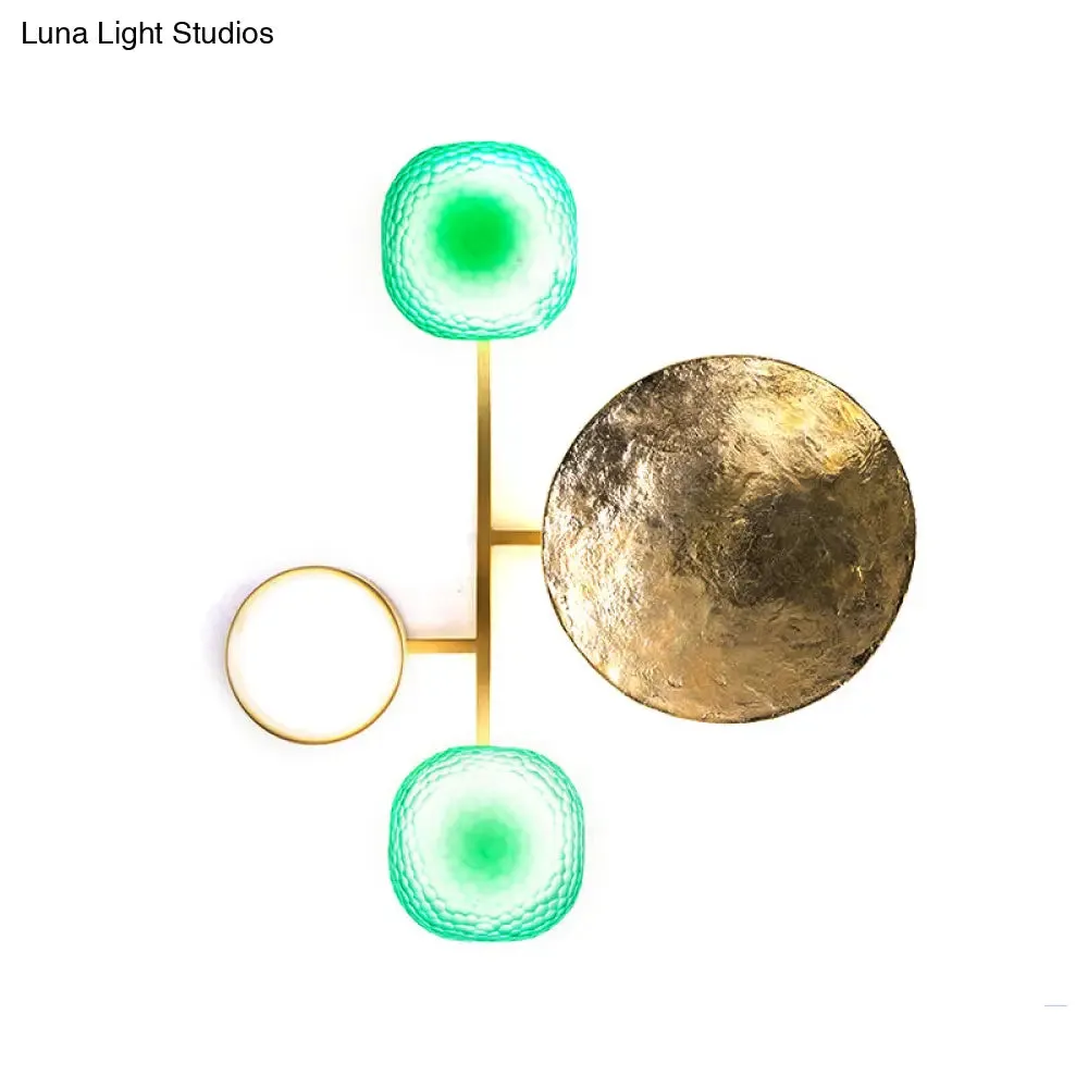 Minimalist Brass Orbit Wall Sconce - 10"/12.5"/17" Wide Light Fixture with White Light