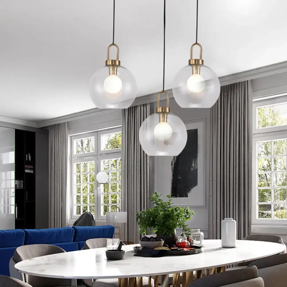 Minimalist Globe Pendant Ceiling Light for Dining Room with Glass Shade