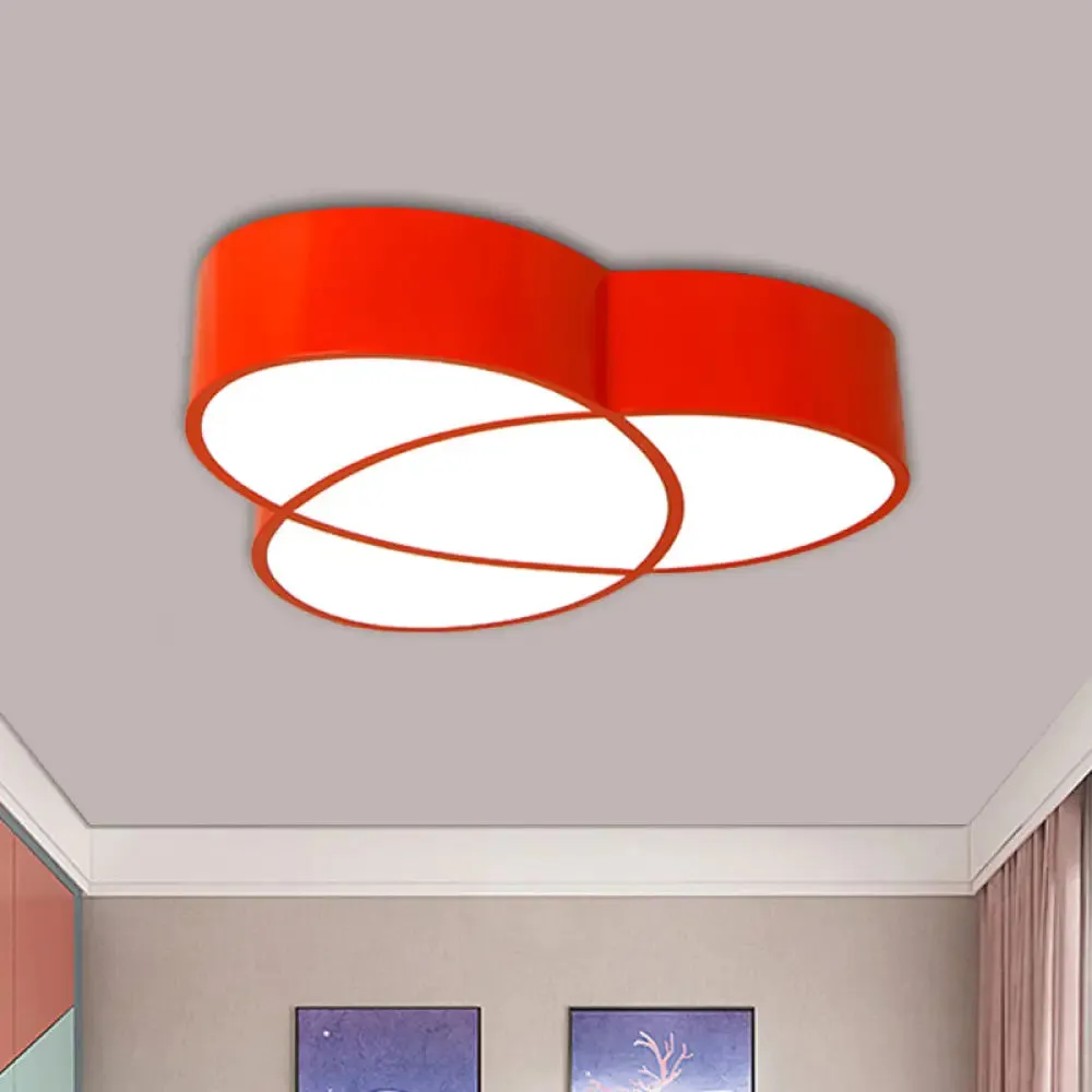 Minimalist LED Oval Flush Mount Ceiling Light in Red/Blue/Green Acrylic