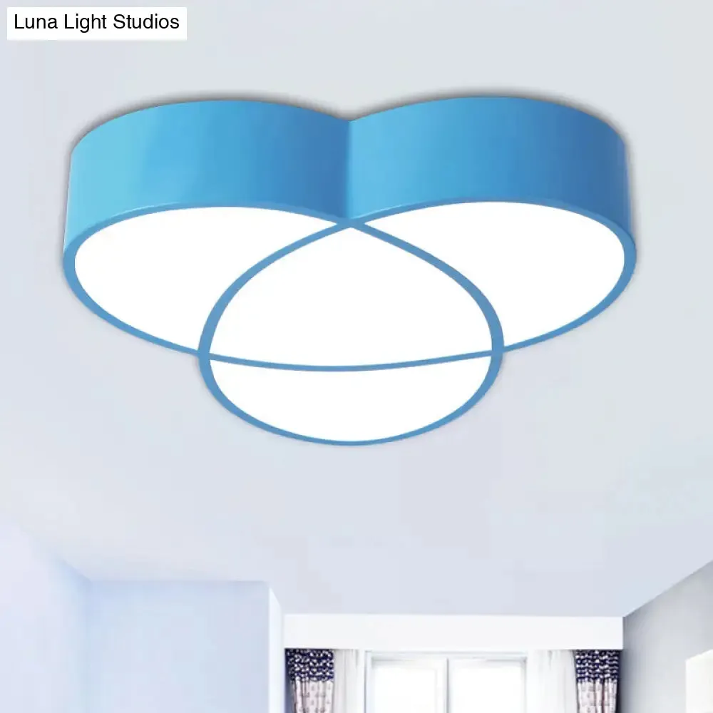 Minimalist LED Oval Flush Mount Ceiling Light in Red/Blue/Green Acrylic