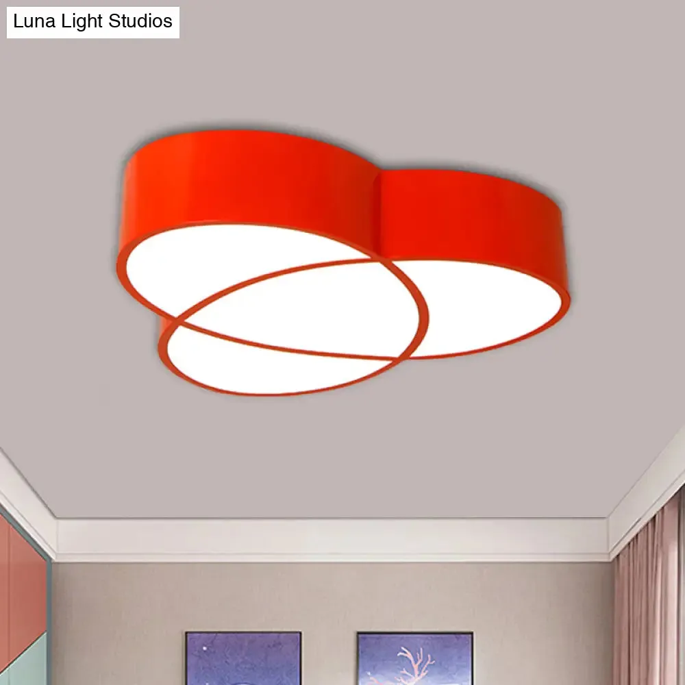 Minimalist LED Oval Flush Mount Ceiling Light in Red/Blue/Green Acrylic