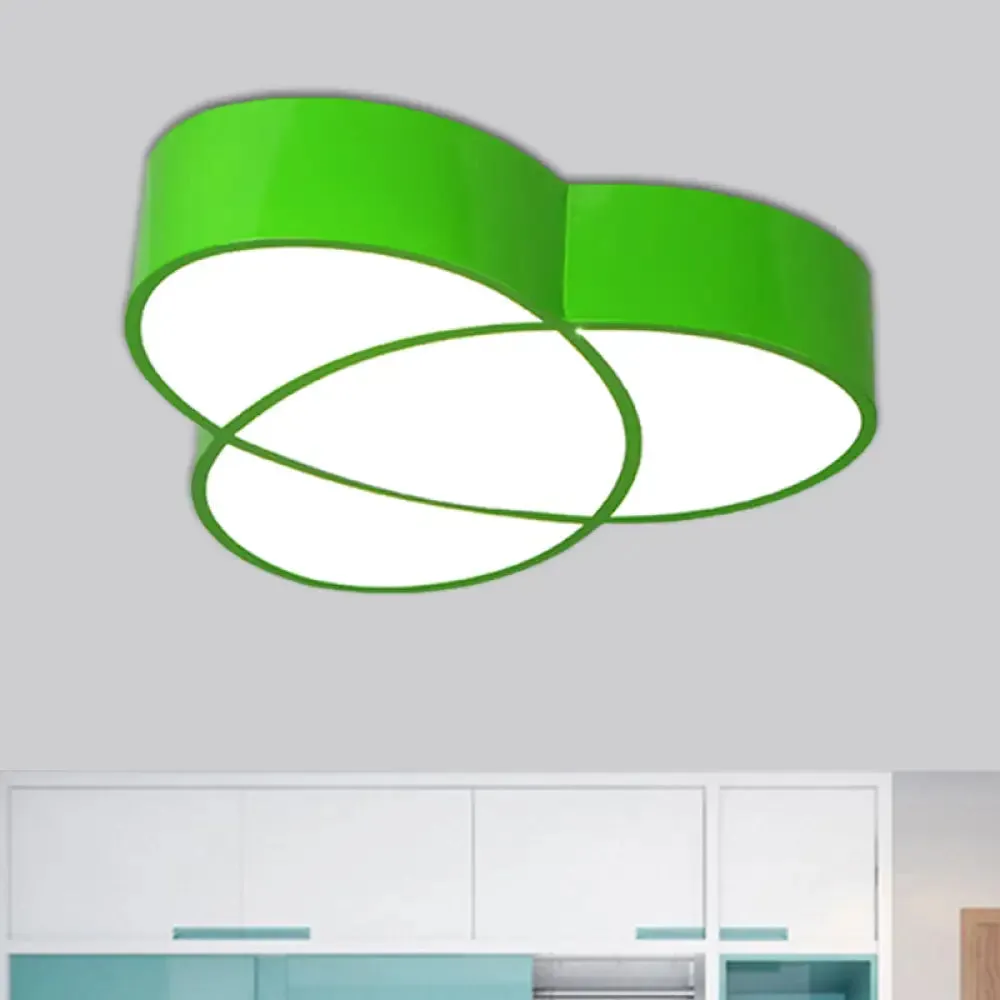 Minimalist LED Oval Flush Mount Ceiling Light in Red/Blue/Green Acrylic