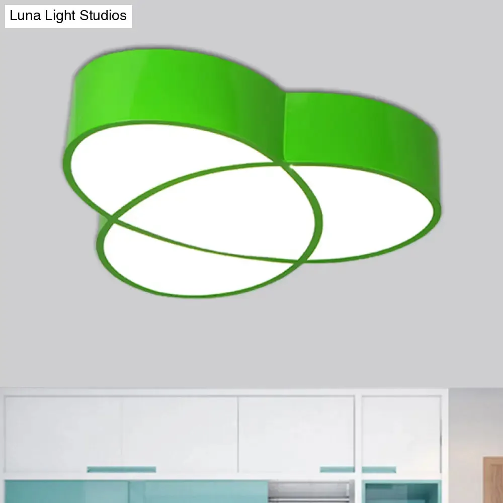 Minimalist LED Oval Flush Mount Ceiling Light in Red/Blue/Green Acrylic