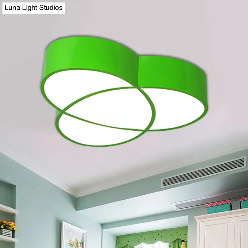 Minimalist LED Oval Flush Mount Ceiling Light in Red/Blue/Green Acrylic