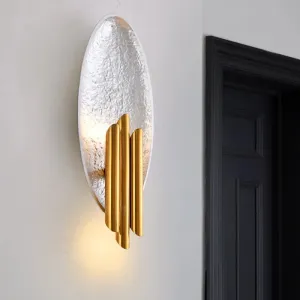 Minimalist Metallic 2-Light Flush Wall Sconce - Silver/Gold Convex Oval Sconce Light Fixture