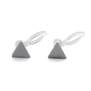 Minimalist Silver Triangle Invisible Clip On Stud Earrings