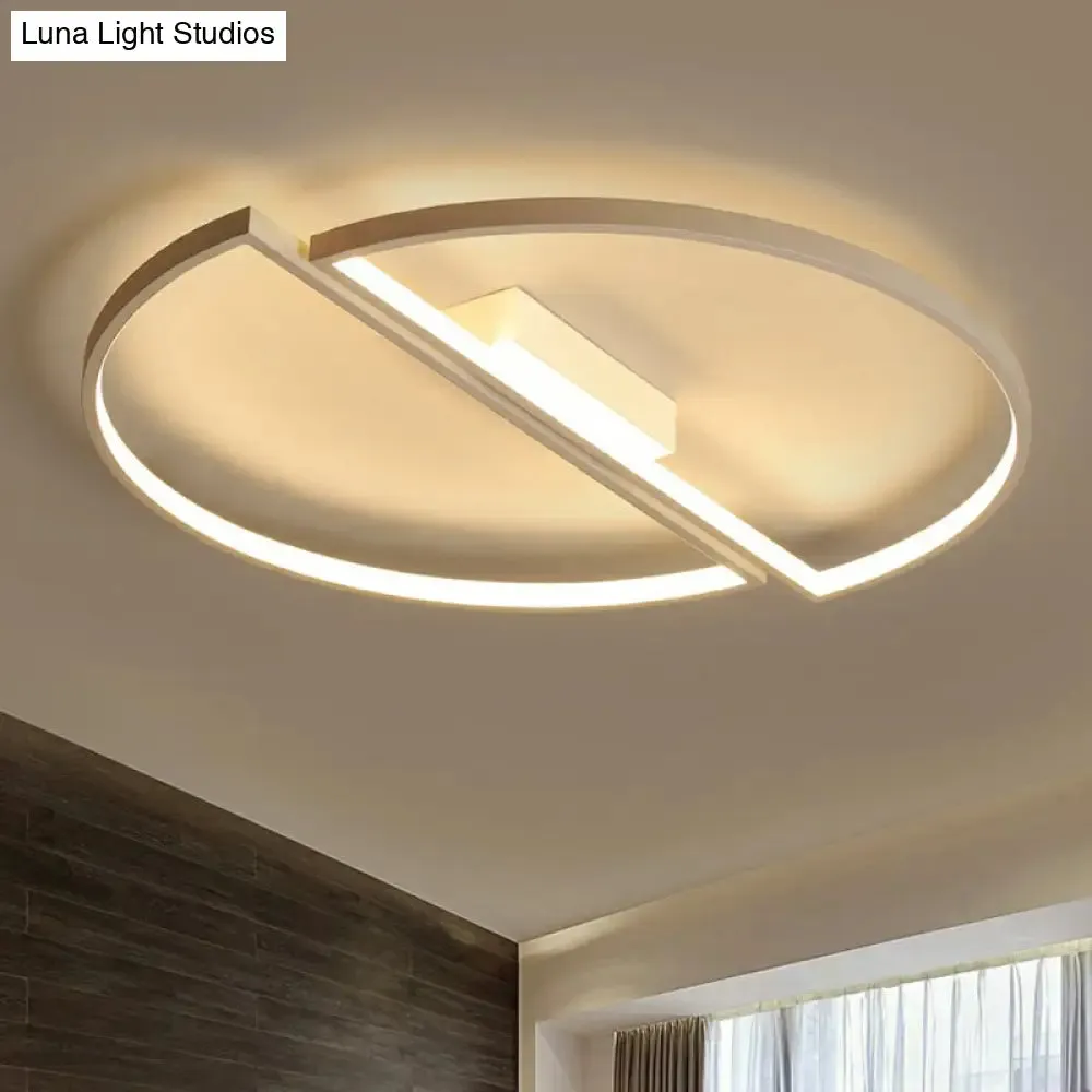 Minimalistic Black and White LED Semi-Circle Flush Mount Ceiling Light with Aluminum Finish