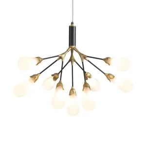 Minimalistic LED Branch Chandelier with Metallic Finish and Bulb-Shaped Glass