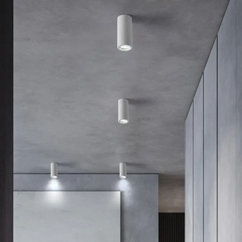 Minimalistic LED Cylinder Flush Ceiling Light - Cement Gray Flush Mount Fixture