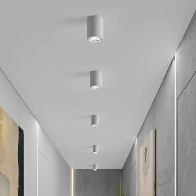 Minimalistic LED Cylinder Flush Ceiling Light - Cement Gray Flush Mount Fixture