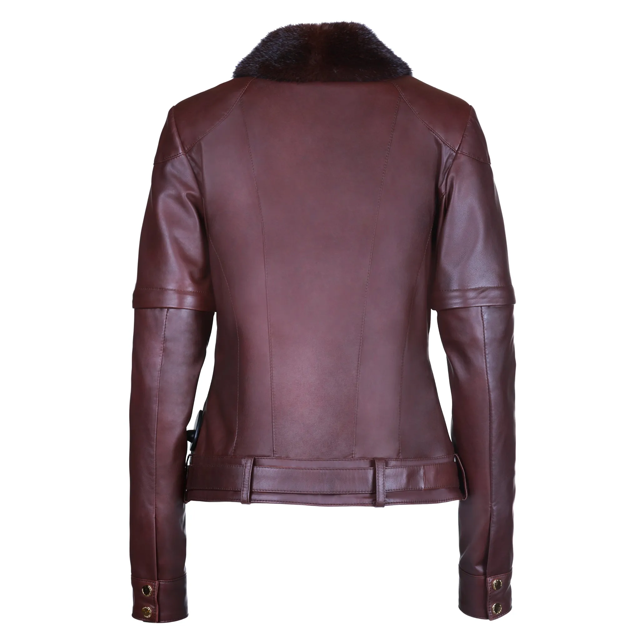 Mink Removable Sleeves Reindeer Leather Jacket- Limited Edition