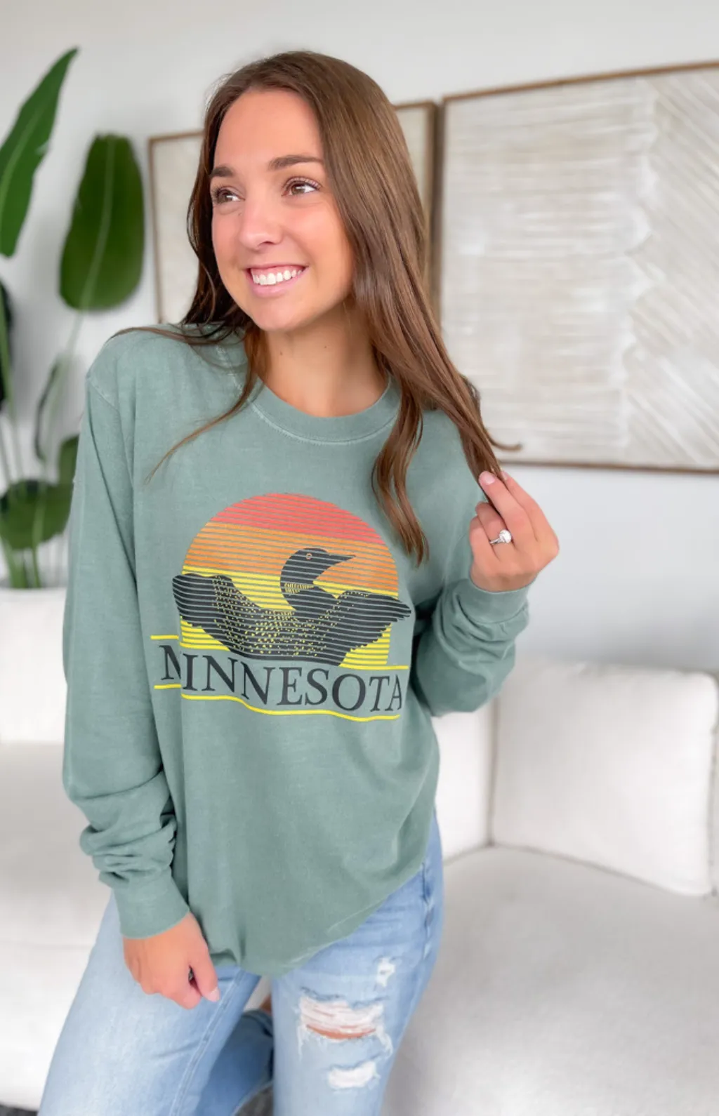 Minnesota Loon Sunset Long Sleeve Top