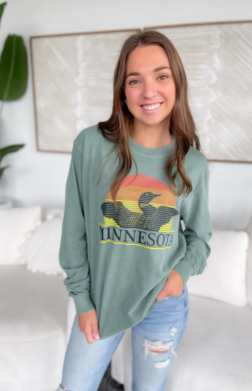 Minnesota Loon Sunset Long Sleeve Top