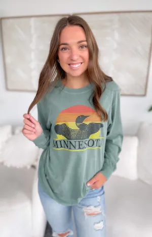 Minnesota Loon Sunset Long Sleeve Top