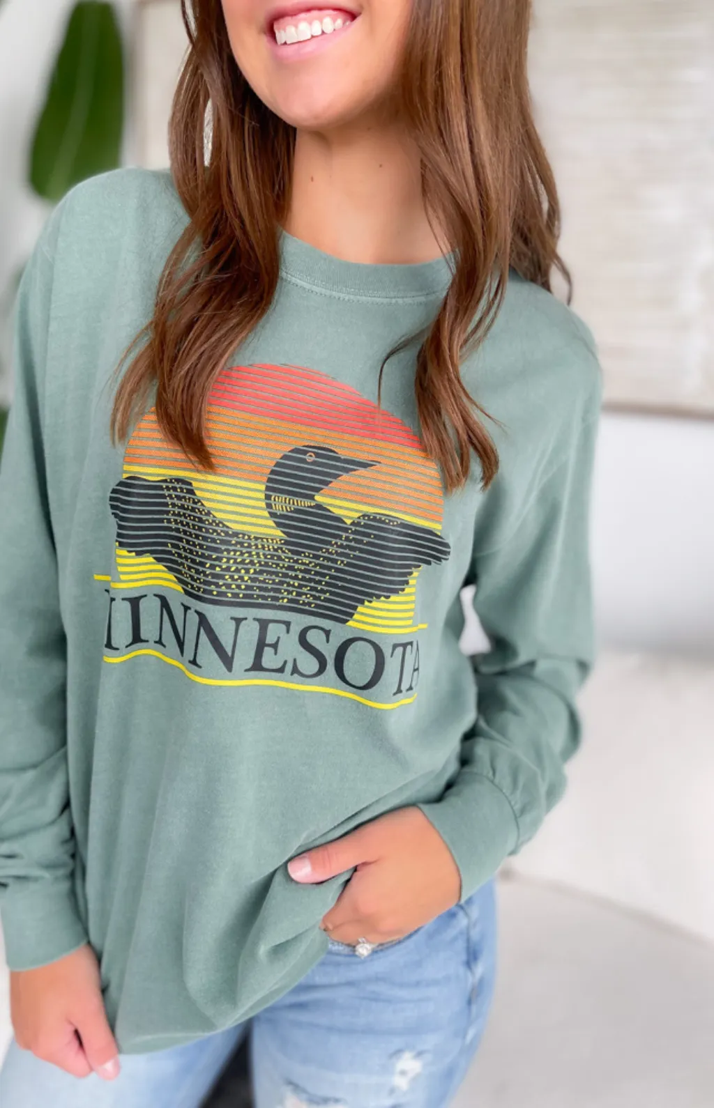 Minnesota Loon Sunset Long Sleeve Top