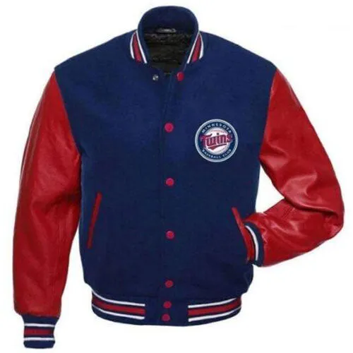 Minnesota Twins Blue and Red Letterman Varsity Jacket