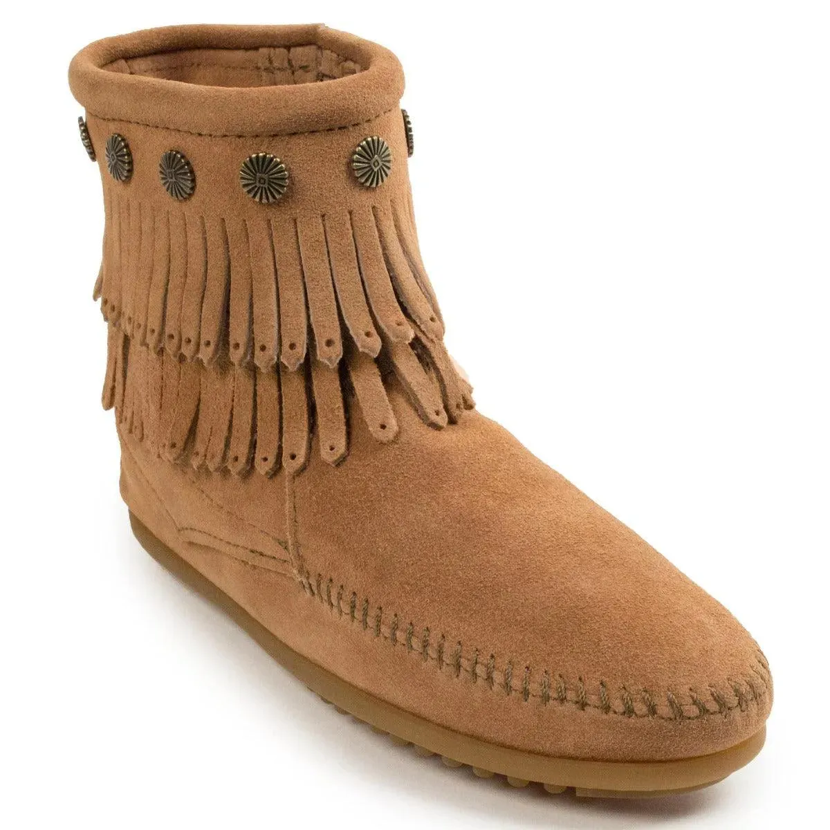 Minnetonka Double Fringe Side Zip Boot - Womens Boots