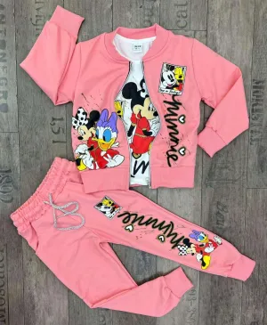 Minnie Mouse Set (Sweater, Shirt, and Pants- Cotton)  - Kids Girls (3 PCs)