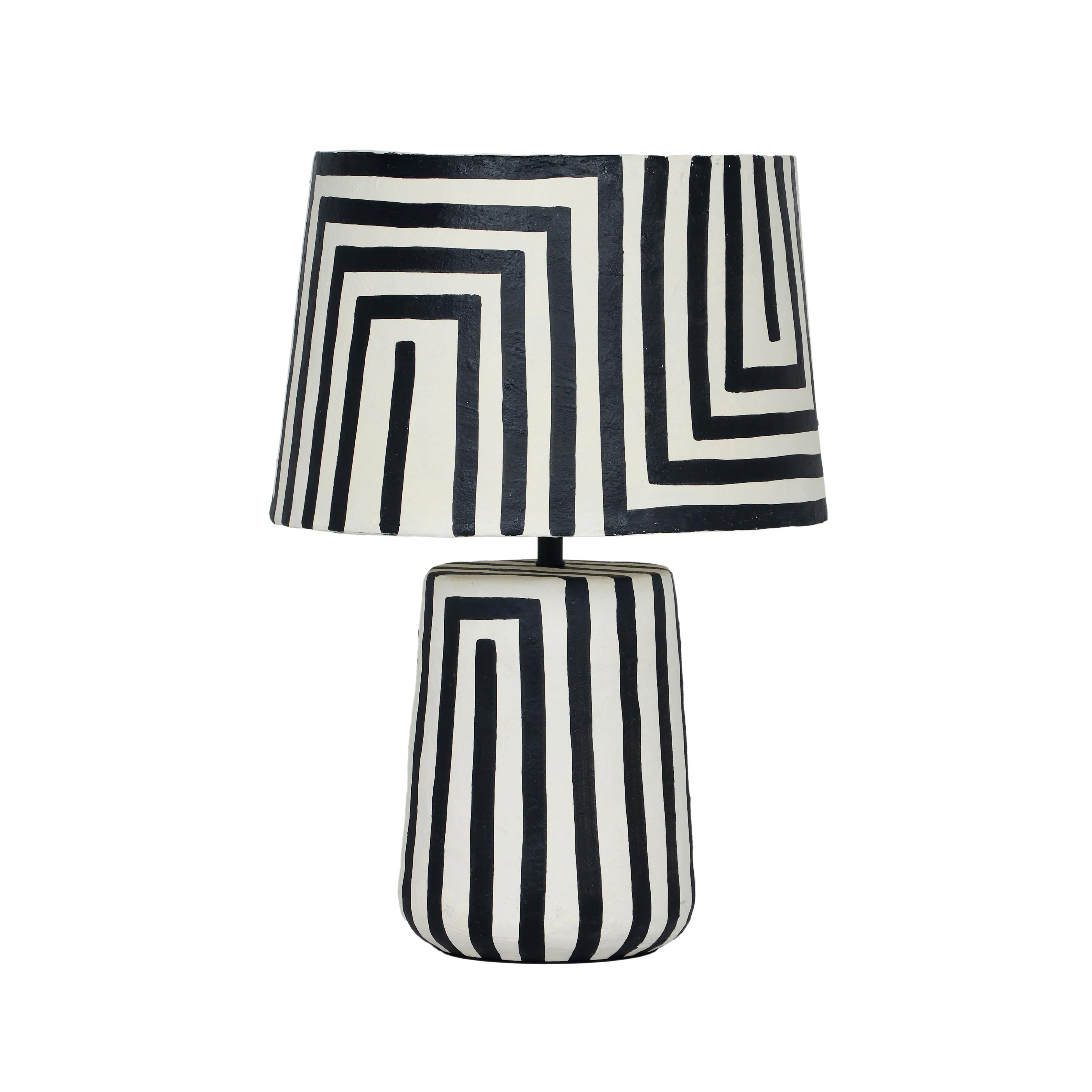 Minori Black Striped Papier Mache Table Lamp