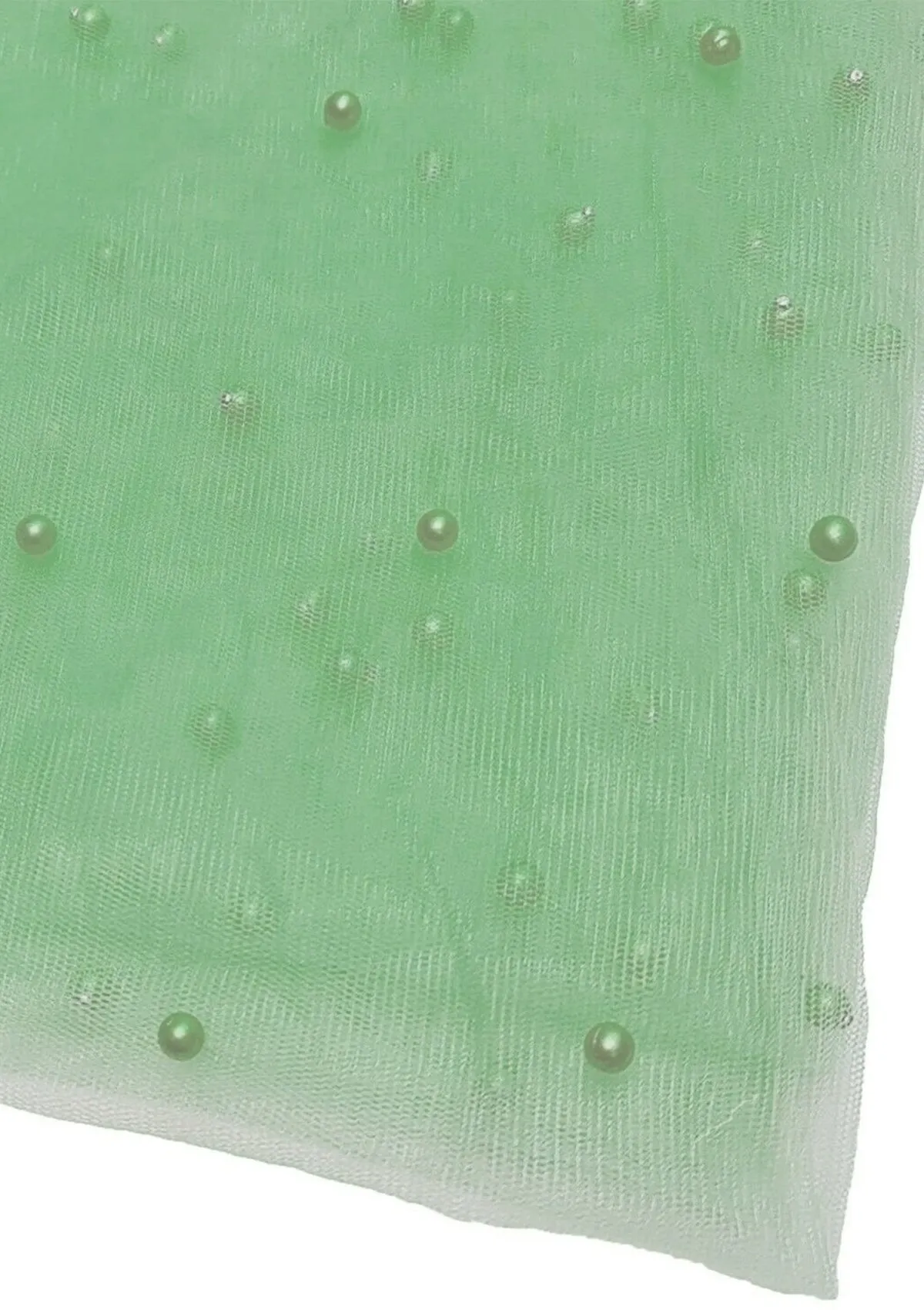 Mint 60" Net Fashion Studded Pearl Beaded Bridal Fabric Decoration/craft/dress/scarf