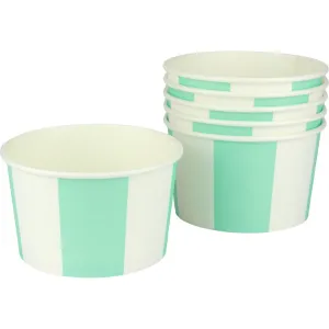 Mint & White Striped Ice Cream Treat Cups - 6 Pkt