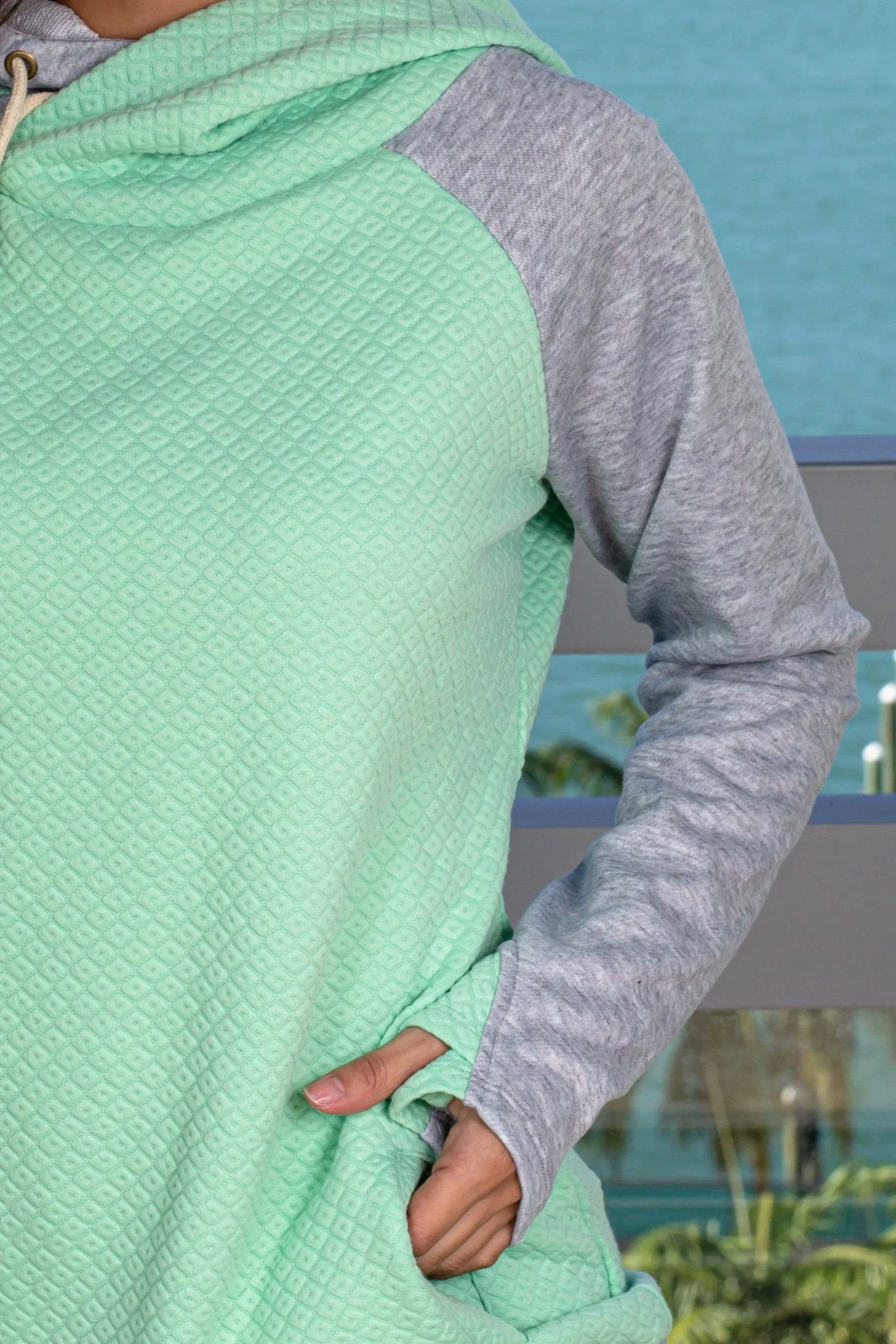 Mint and Gray Hoodie