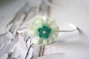 Mint and Green Lace Flower Headband