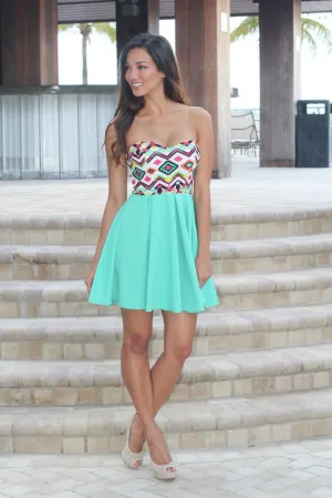 Mint Aztec Short Dress