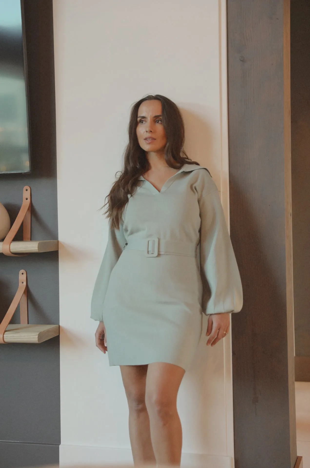 Mint Belted Sweater Dress