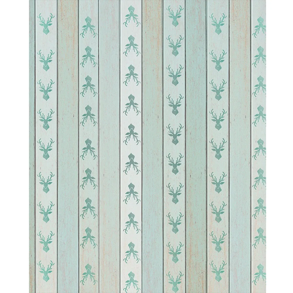 Mint Deer Planks Printed Backdrop