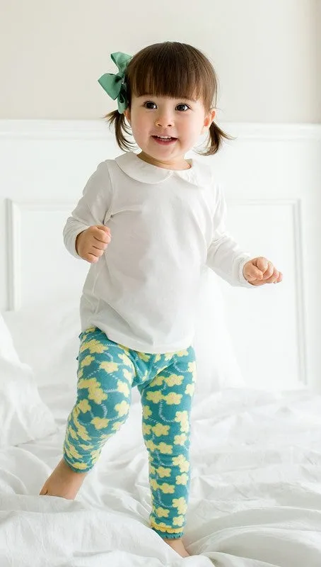 Mint Flower Baby Frill Leggings