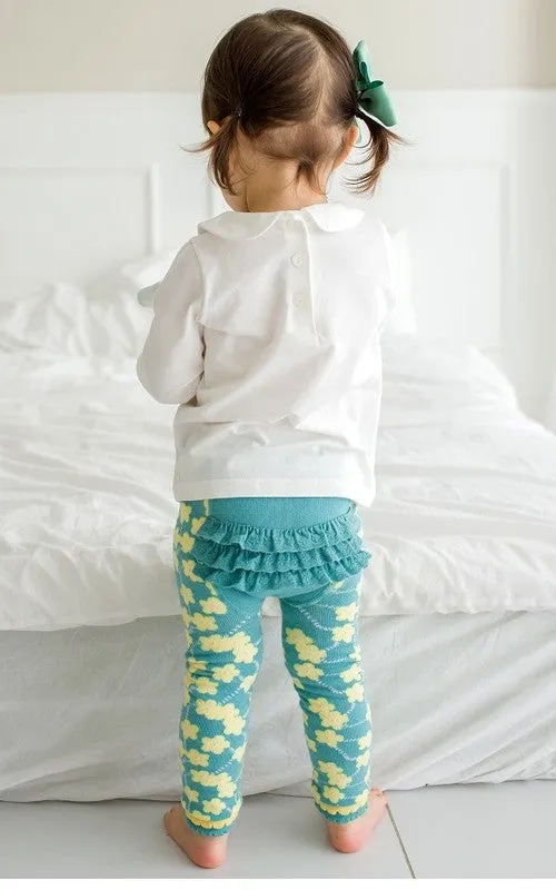 Mint Flower Baby Frill Leggings