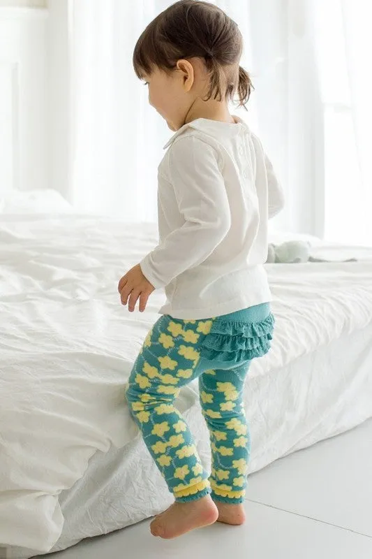 Mint Flower Baby Frill Leggings