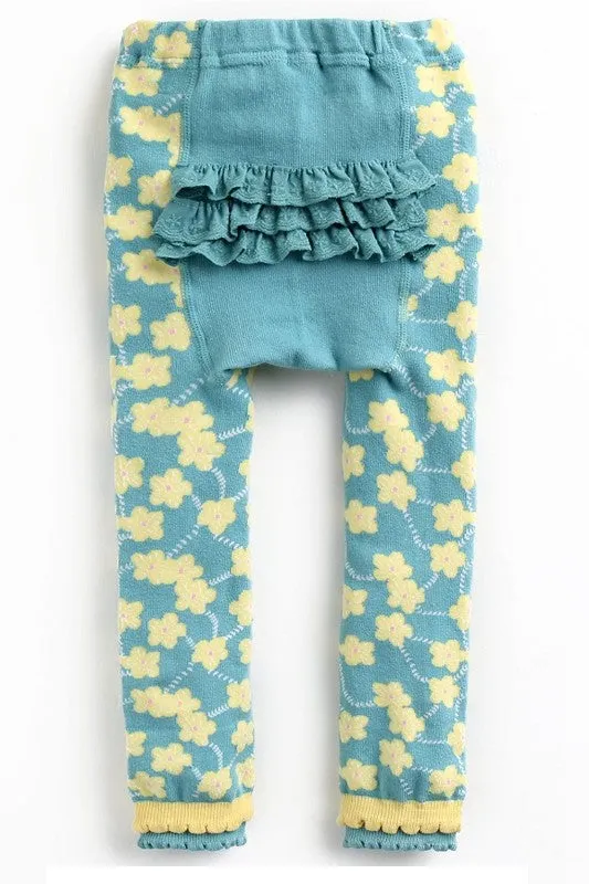 Mint Flower Baby Frill Leggings